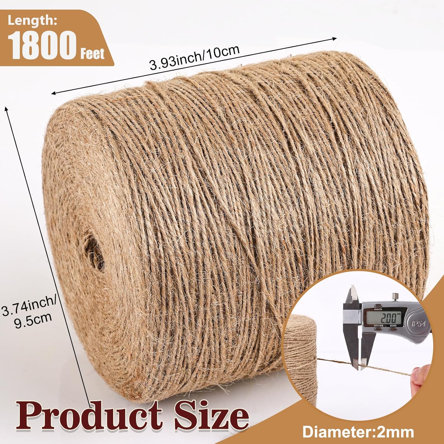 XSEINO 1800 Feet Natural Jute Twine Strong Garden Twine Rope for Arts Crafts Gift Wrapping Gardening Tomato Climbing Plant Tie Floristry Packing Decor-VerdiqueGarden