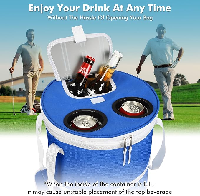 Tirrinia Large Pop-Up Golf Cooler Bag- Insulated Collapsible Cooler with Flat Drink Table for Golf Cart, Lightweight and Portable Ice Beach Cooler for Travel, Fishing, Picnics, Hiking, Camping-VerdiqueGarden