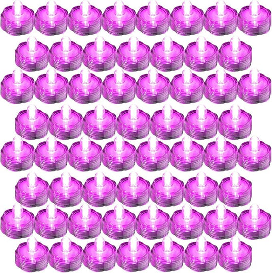Bright LED Floral Tea Light Vase Submersible Lights for Party Wedding (Pink, 60 Pack)-VerdiqueGarden