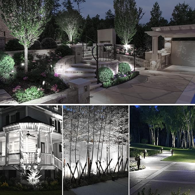 Solar Spot Lights Outdoor, Solar Landscape Spotlights IP65 Waterproof 9.8ft Cable, Auto On/Off Outdoor Wall Lights for Garden Yard Driveway Porch Walkway Pool (1-in-1 6000K Cold White 4 Pack)-VerdiqueGarden