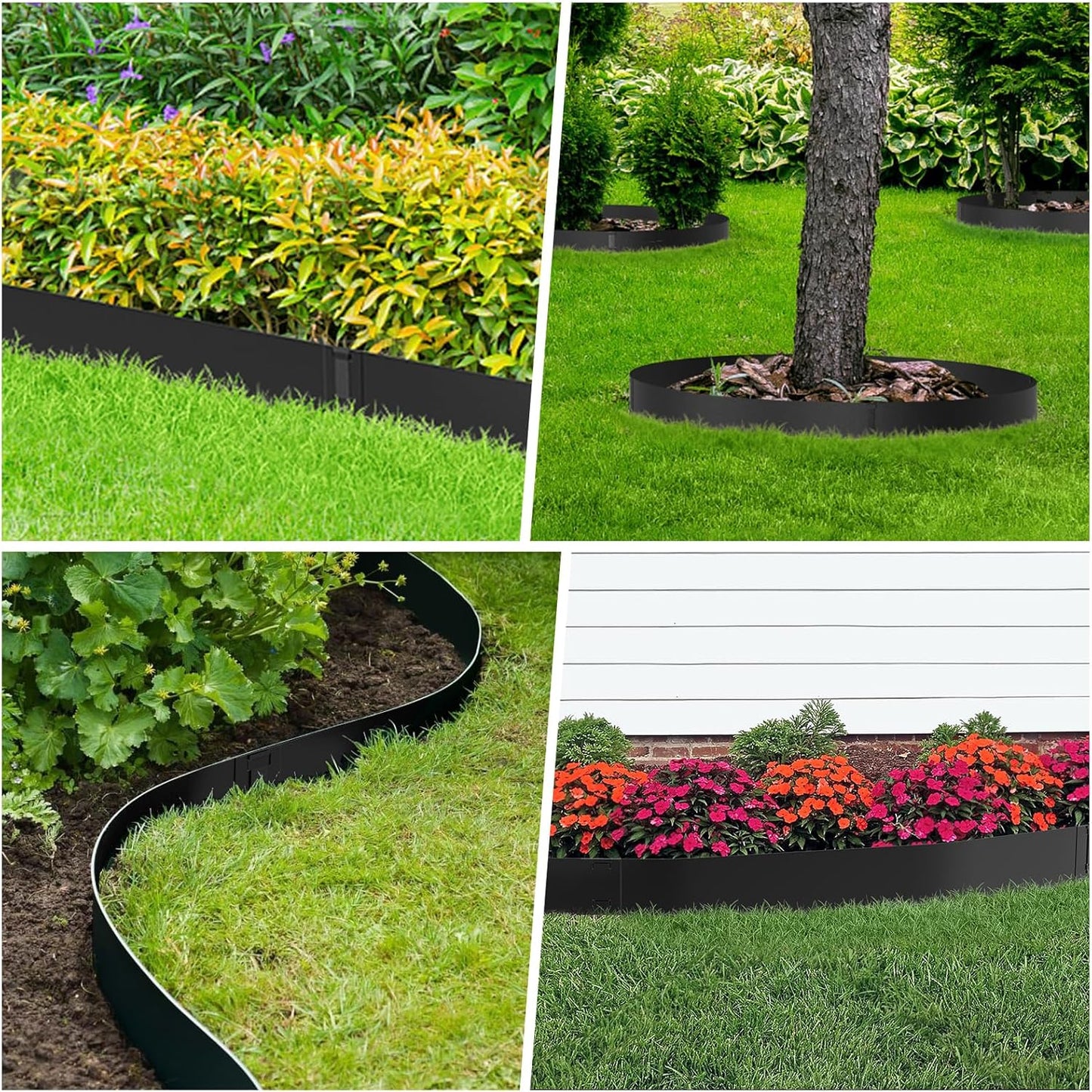 10 Inch Steel Garden Edging Borders, 40" L x 10" H Strips Metal Landscape Edging - Bendable Metal Edging with 6 Clips Edge for Landacaping Lawn Yard (20Ft Total, Black)-VerdiqueGarden