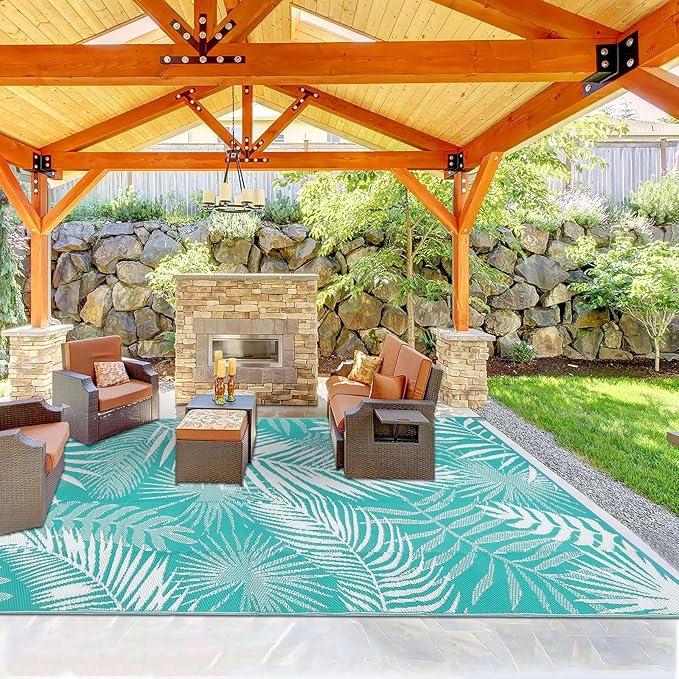 HiiARug Outdoor Rug 6x9Ft Waterproof for Patios Clearance, Reversible Plastic Straw Patio Mat Large Area Rugs RV Mats for Outside Trailers Campers Porch Deck Beach Backyard ﻿-VerdiqueGarden