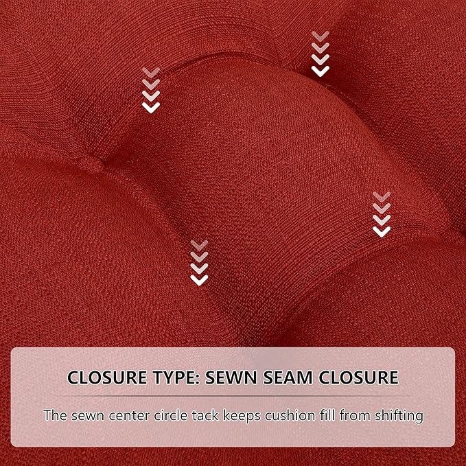 RACE LEAF Patio Chair Cushions 19x19 4 Pack, Thickened Outdoor Seat Cushions Water Resistant Stain Resistant Non-Slip Ties (Red)-VerdiqueGarden