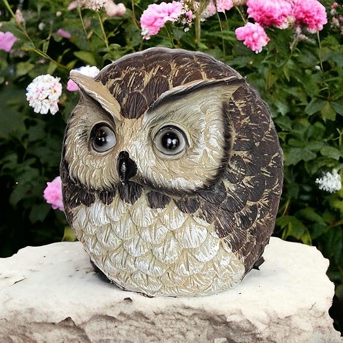 Stocky Owl Garden Decor Holds a Hidden Key Outside - Secret Magnetic Panel Key Hider-VerdiqueGarden