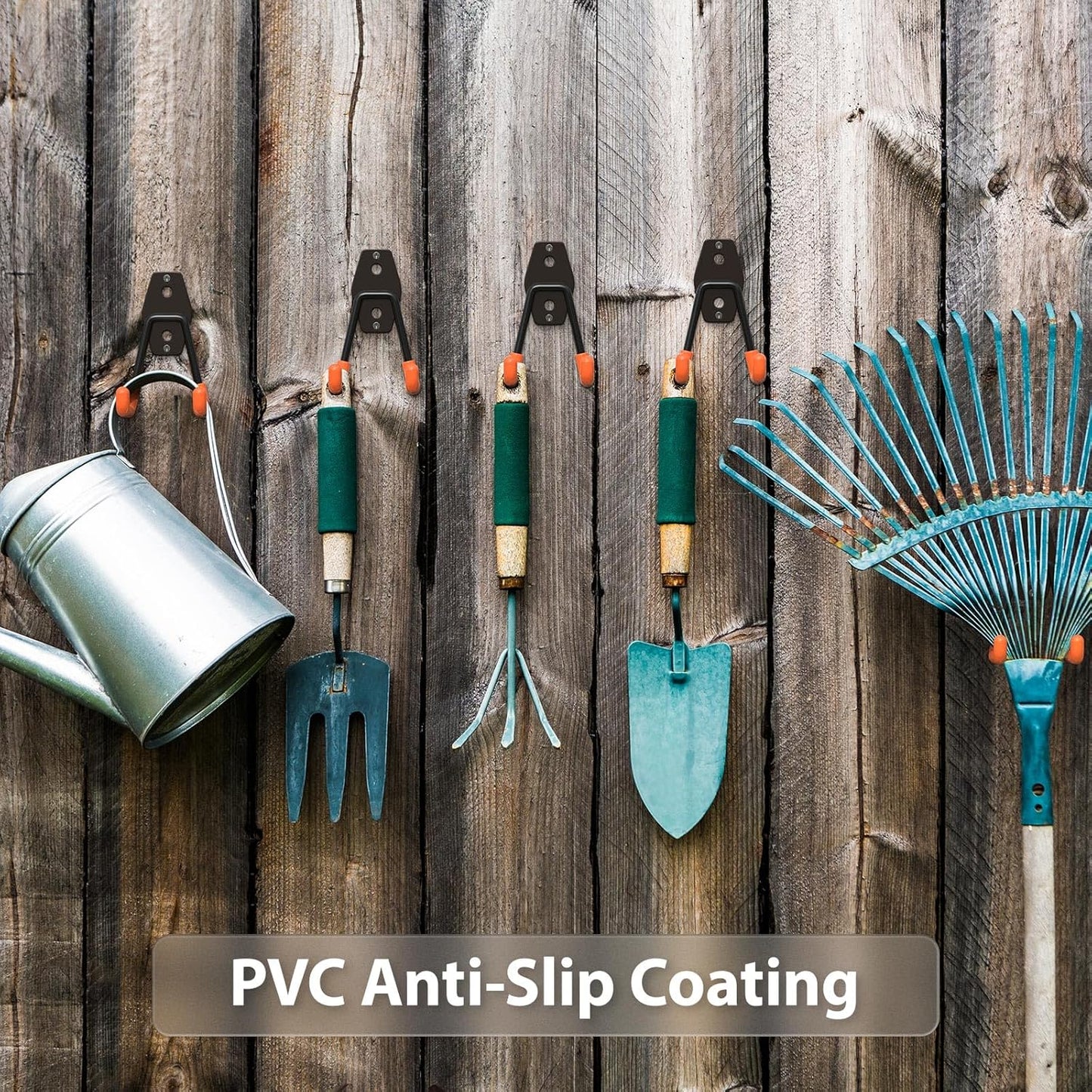 Utility Steel Wall Mount Heavy Duty Garage Hooks with Anti-Slip Coating,Storage More Yard,Garden and Power Tools and for Hanging Hose,Ladder and Bike(8 Pack 4.5x2.75 inch)-VerdiqueGarden