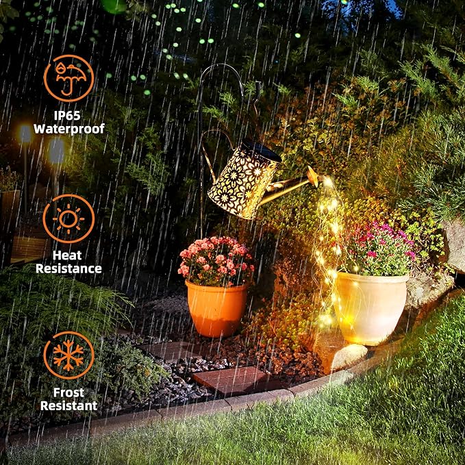 Otdair Solar Lights Outdoor Garden Decor, Metal Daisy Solar Watering Can Lights with 2 Lighting Modes, Outdoor Decorations for Yard, Garden, Patio, Pathway, Christmas, Gift for Mom Grandma-VerdiqueGarden