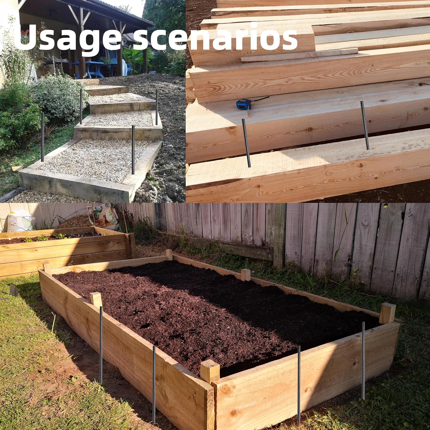 16 Pieces 24-Inch Garden Ground Stakes Galvanized Steel Rebar Stake - Heavy Duty Anchors for Tents, Position Kits,Fences, and Trampolines-VerdiqueGarden