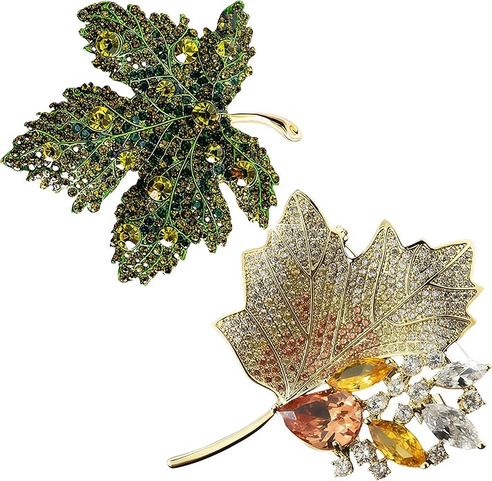 Elegant Leaf-shaped Crystal Brooch, Perfect for Any Occasion，Rose Gold/Silver
