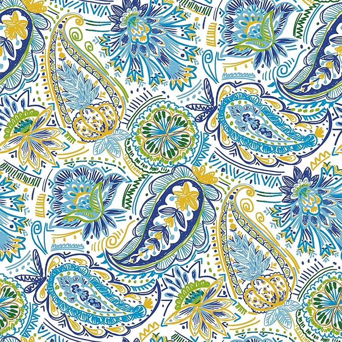 LVTXIII 2 Pack Outdoor/Indoor High Back Chair Cushions, Deep Seat Patio Seat and Back Cushion Set, Stuffed High Rebound Foam Rocking Chair Cushions, 44”x22”x4”, Paisley Blue-VerdiqueGarden