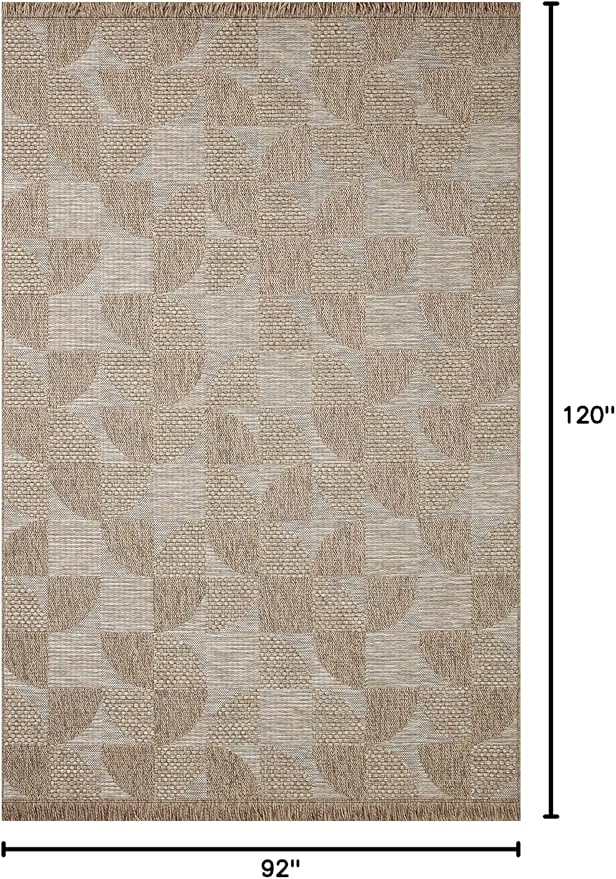 Loloi Dawn Collection Indoor/Outdoor DAW-08 Beige 7'-8" x 10' Area Rug-VerdiqueGarden