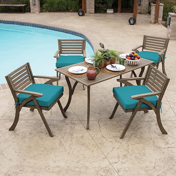 Arden Selections Outdoor Wicker Chair Cushion, 20 x 18, Rain-Proof, Fade Resistant 21 x 21, Lake Blue Leala (Pack of 4)-VerdiqueGarden