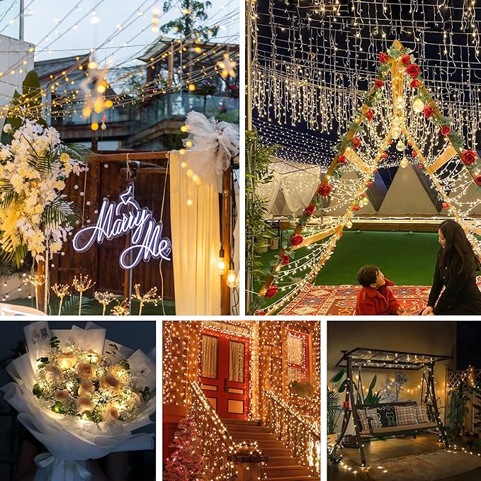 weillsnow 164Ft 500 LED Christmas Lights, Waterproof 8 Twinkle with Memory Functions Christmas Tree Lights for Indoor Outdoor Christmas Tree Garden Decoration (Warm White)-VerdiqueGarden