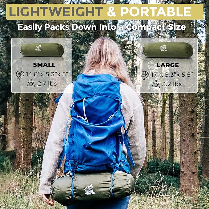 Miztli Camping Hammock -Portable Hammock w/Spacious Net & Tree Straps w/Adjustable Loops, Double and Single Hammock for Outdoor, Indoor, Hiking and Travel-VerdiqueGarden