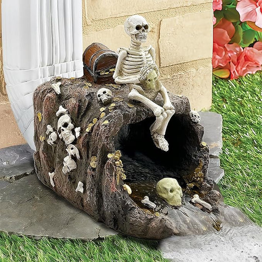 Luminous Skeleton Sculpture Gutter Downspout Extender,Garden Statue Ornament,Decor Downspout Diverter,Perfect Rain Diverter for 3"x4" Downspouts, Eco-Friendly Resin,Perfect Outdoor Decor Gift-VerdiqueGarden
