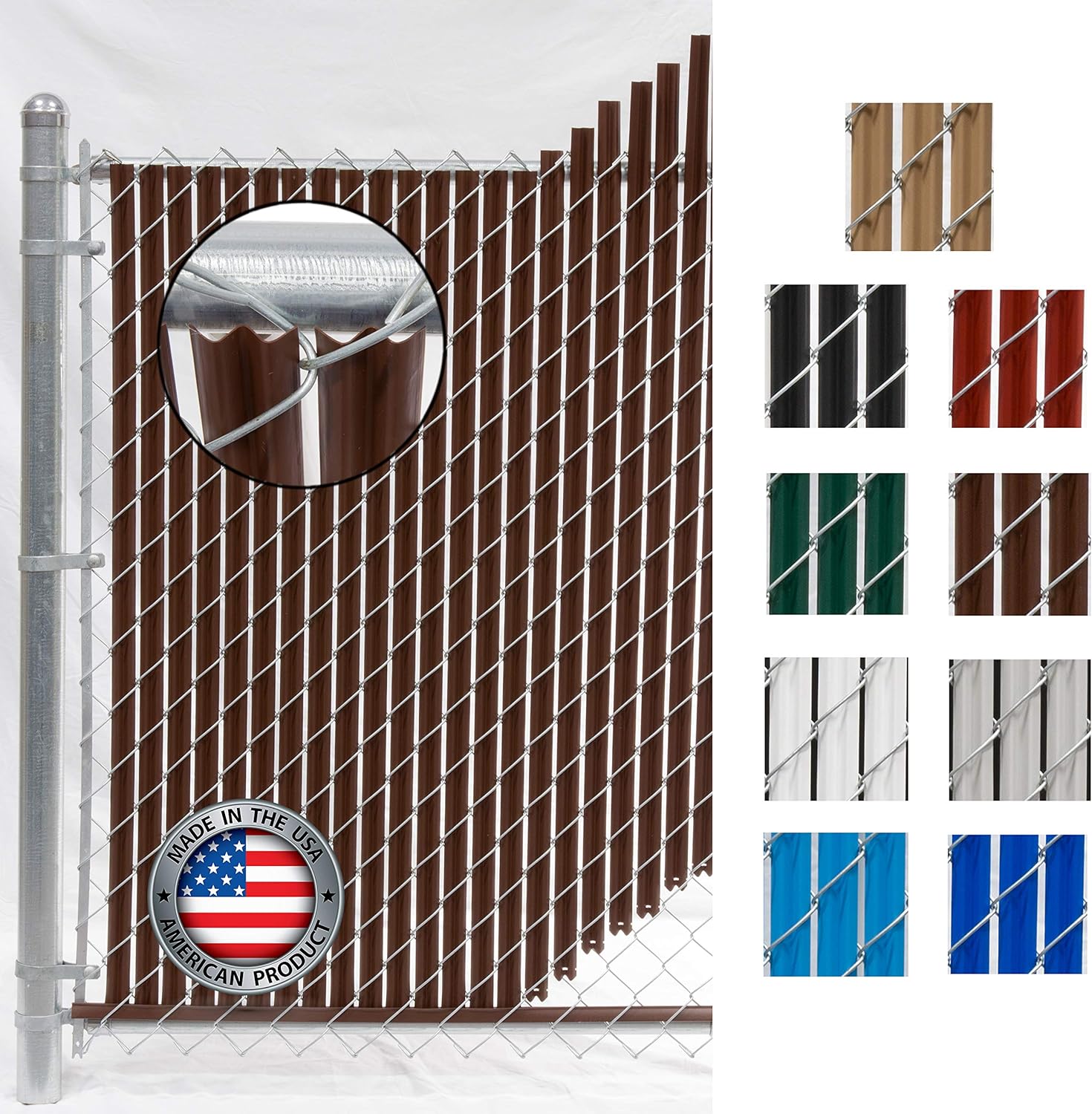 Wave Slat (9 Colors) Single Wall Bottom Locking Privacy Slat for 4', 5', 6', 7' and 8' Chain Link Fence (8 ft, Brown)-VerdiqueGarden