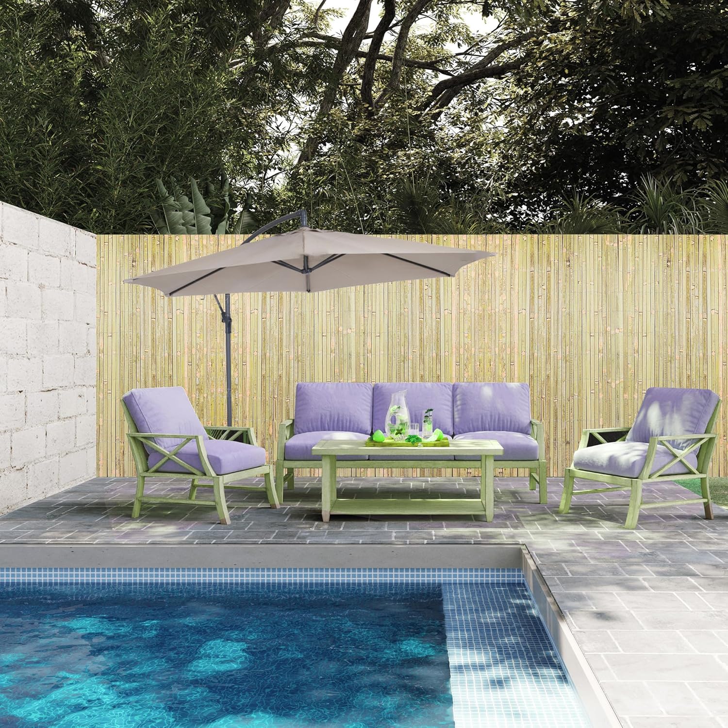 Bamboo Slat Fence 4ft H x 13ft L, Handwoven Natural Bamboo Fencing, Indoor or Outdoor Privacy Fence for Patio, Balcony, Border Pool-VerdiqueGarden