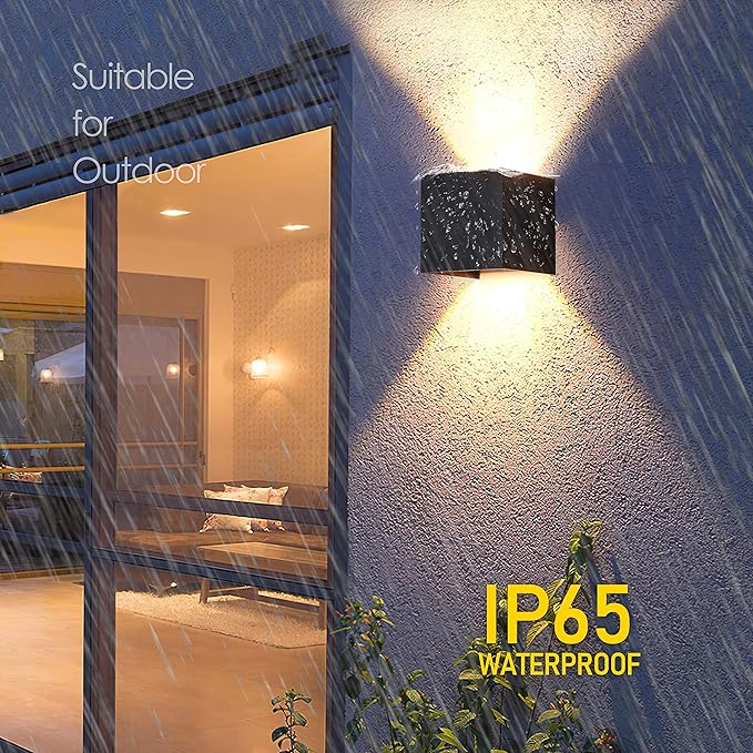 LANFU Aluminum 40W 3000K Cube Square Indoor Outdoor IP65 Waterproof Wall Lights Black Modern Wall Sconce LED Lighting Fixture Black 40W Larger Outside for Patio House-VerdiqueGarden