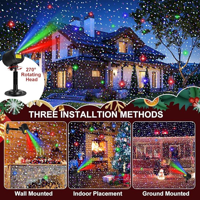 Honoson 1 Pcs Christmas Laser Projector Lights Outdoor RGB Laser Light with Remote Waterproof Motion Xmas Holiday Projector Garden Decoration for Lawns Party House (Red Green Color)-VerdiqueGarden