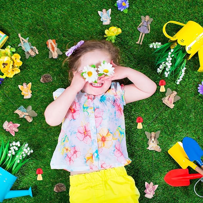 Roowest 16 Pcs Garden Accessories Miniatures Fairies Kit Resin Hedgehogs Cute Tiny Mushroom Miniature Figurines Mini Garden Lawn Yard Micro Landscape Ornaments for Home Decorations Outside-VerdiqueGarden