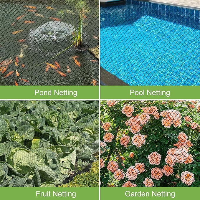Pond Netting, Pond Netting for Koi Ponds 15 x 20 FT Pond Net, Heavy Duty Woven Fine Mesh Pond Garden Pool Netting Kit for Leaves to Catch Leaves and Debris, Protects Koi Fish from Birds Cats Predators-VerdiqueGarden