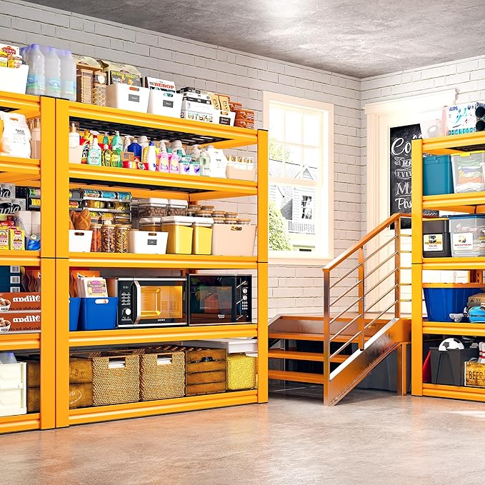 REIBII Garage Shelving Load 3000LBS, 5-Tier Storage Shelves, Adjustable Heavy Duty Metal Shelving Unit for Pantry, Basement, Warehouse, 72" H x 36" W x 16" D-VerdiqueGarden
