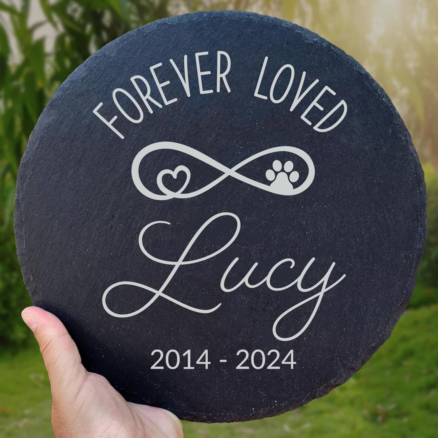 Personalized Pet Memorial Stone for Dogs and Cats | Custom Laser-Etched Weatherproof Garden Grave Marker | Natural Stone Bereavement Headstone Sympathy Gift | 4, 6, 10, or 12 Inch Heart or Circle Shape (A13)-VerdiqueGarden