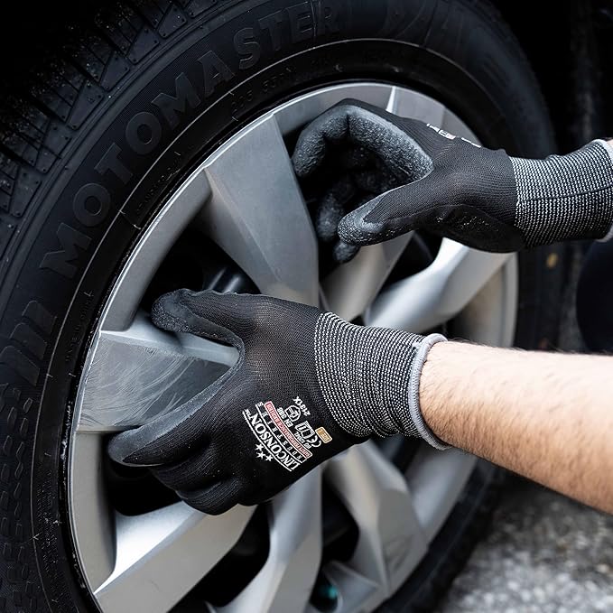 linconson 12 Pack Safety Performance Series Construction Mechanics Wrinkle Latex Work Gloves-VerdiqueGarden