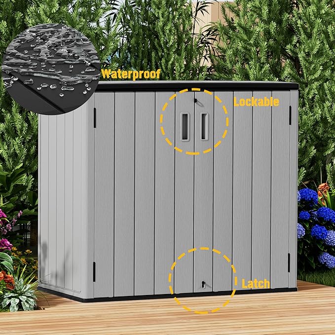 Large Outdoor Storage Box,Resin Sheds&Outdoor Storage Waterproof/Lockable,Outdoor Storage Cabinets for Balcony,Garage,Backyard (37Cu.ft-Pale Grey)-VerdiqueGarden