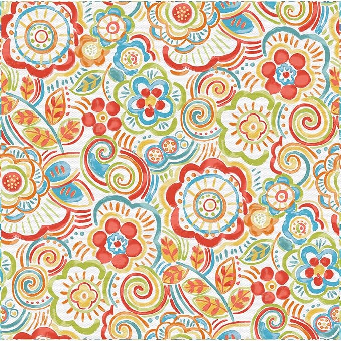 LVTXIII Outdoor Seat/Back Chair Cushion Patio Tufted High Back Cushion, Seasonal Replacement Rocking Chair Cushion with Ties (22” W x 20D”, Set of 2, Flower Red)-VerdiqueGarden