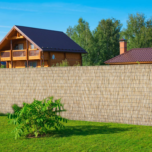 Natural 4FT X 16.4FT Reed Fencing Roll, Balcony Privacy Shade Reed Bamboo Fencing Garden Fence Border, Wind Block Sunshade Fence Screen for Outdoor Yard Patio Flower Bed Edge-VerdiqueGarden