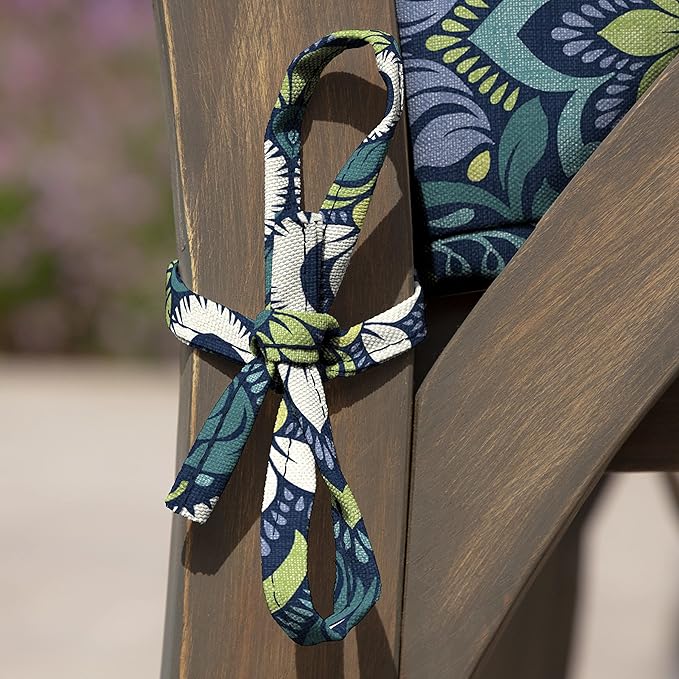 Arden Seat Cushion, 21 x 21, Rain-Proof, Fade Resistant, Cushion for Patio Dining, Adirondack, and Outdoor Chairs Sapphire Aurora Blue Damask-VerdiqueGarden