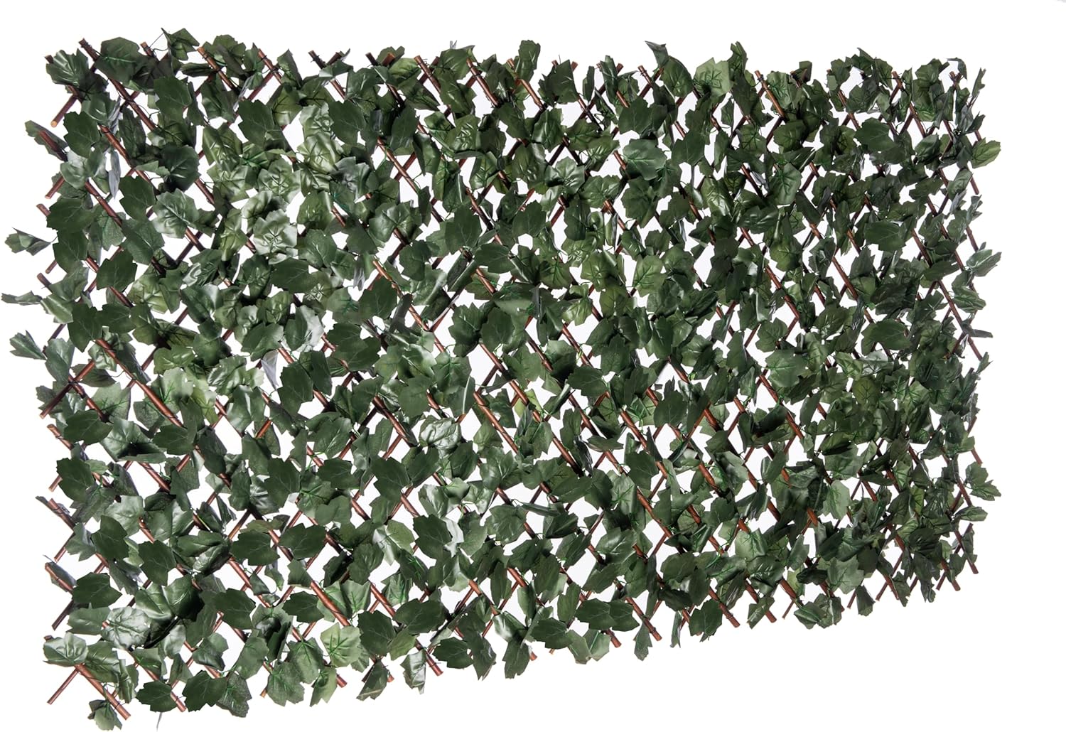 Naturae Decor Expandable Willow Trellis - Outdoor Privacy Screen - Sturdy and Flexible - Realistic Look - 40 in x 80 in - Ivy Leaves-VerdiqueGarden