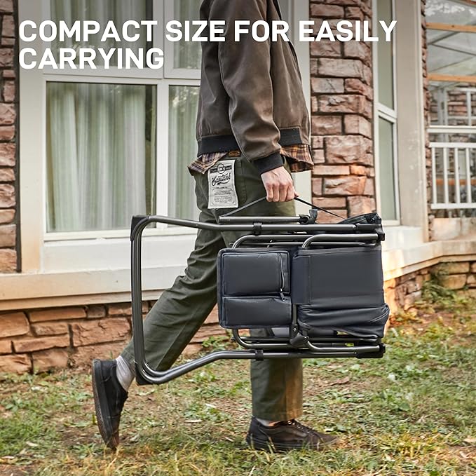 EVER ADVANCED Portable 30.7" Seat Height Tall Folding Camping Chair Directors Chair High Foldable Bar Stool with Side Table for Makeup Artist, Sports Event, Craft Show, Supports 350LBS Grey-VerdiqueGarden