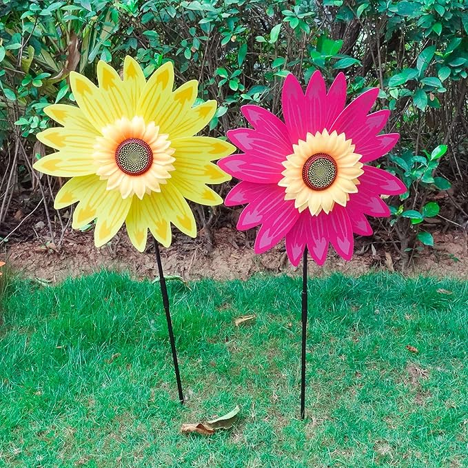 6pcs Sunflower Lawn Pinwheels Wind Spinners Large Windmill Pinwheel for Garden,Yard, Party Outdoor Decor (Sunflower Pinwheels)-VerdiqueGarden