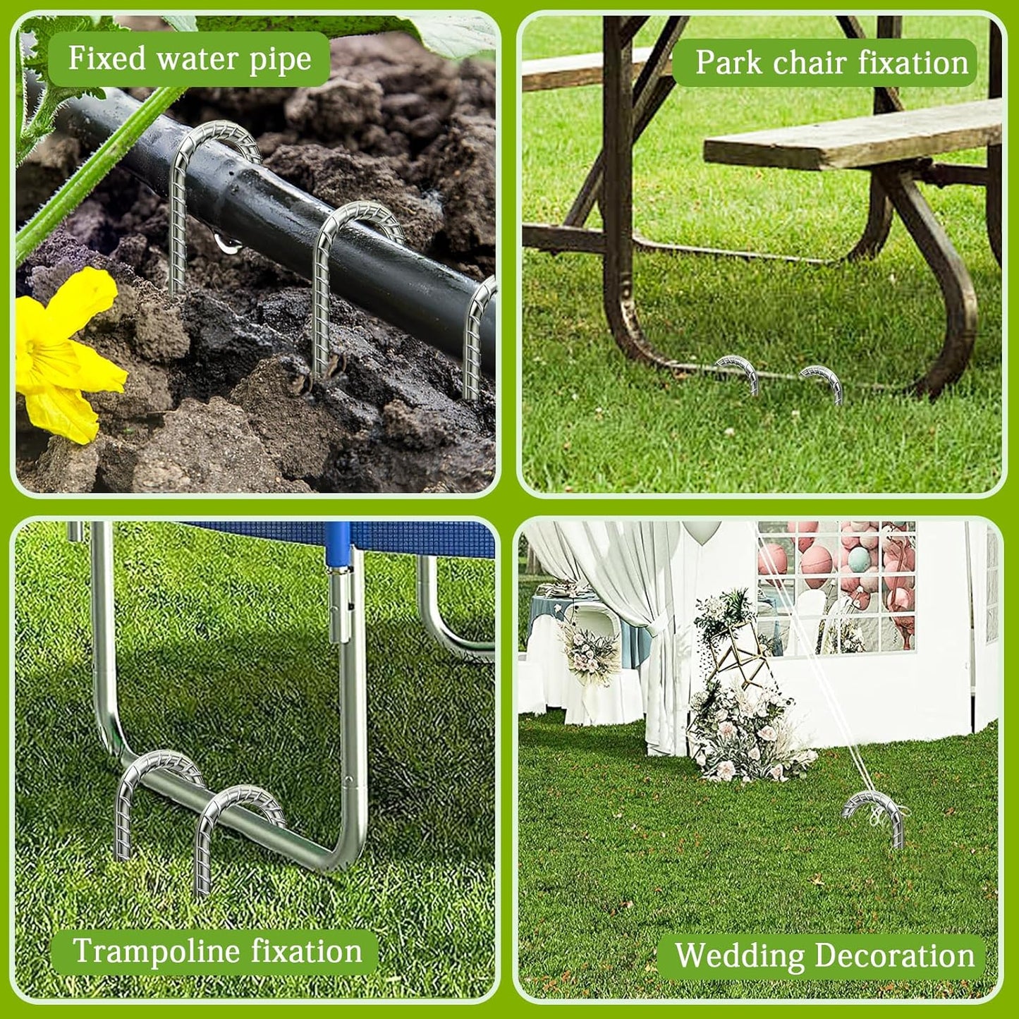 Rebar Stakes 12 Inch Galvanized, J Hook Rebar Stakes 6 Pack Ground Anchors for Tent Heavy Duty for Plants Anti-Rust Landscape Fabric Artificial Turf-VerdiqueGarden