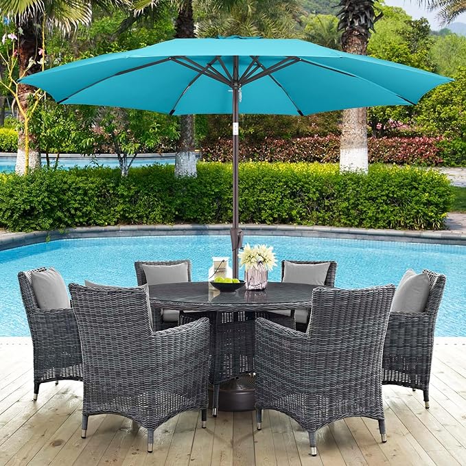 10ft Outdoor Patio Umbrella - Table Umbrella Waterprool UV Protection, Sombrillas de Patio with Push Button Tilt&Crank, Sun Umbrella for Pool, Porch, Garden, Deck, Backyard(Sky Blue)-VerdiqueGarden
