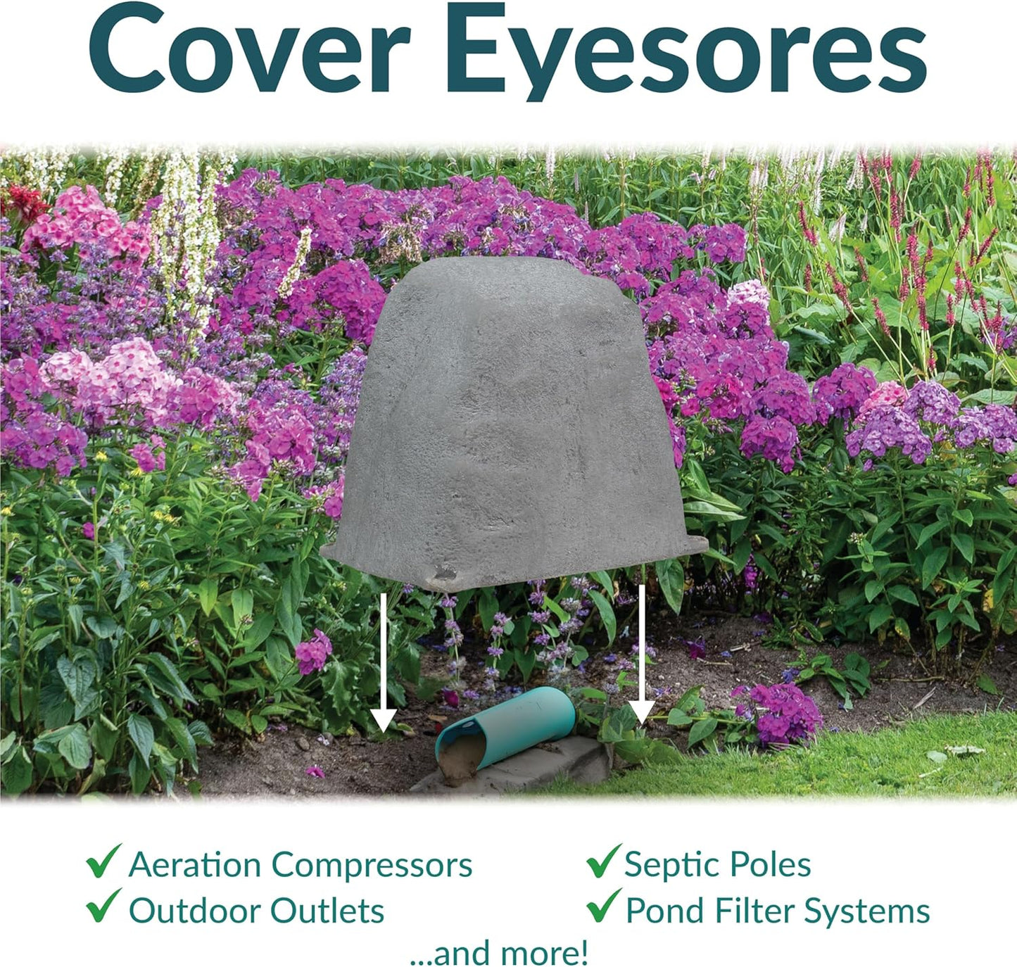 Sunnydaze 11" H Polyresin Faux Landscape Rock Cover - Lightweight Fake Rock Well Pump Cover for Outside - Gray-VerdiqueGarden