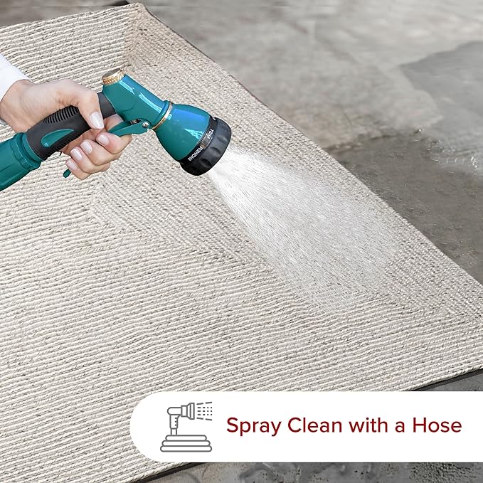 nuLOOM 6' x 9' Solid Hand Braided Indoor/Outdoor Area Rug, Pet-Friendly, High Traffic, Weather Resistant, for Patio, Balcony, Bedroom, Living Room, Dining Room, Wynn Ivory-VerdiqueGarden