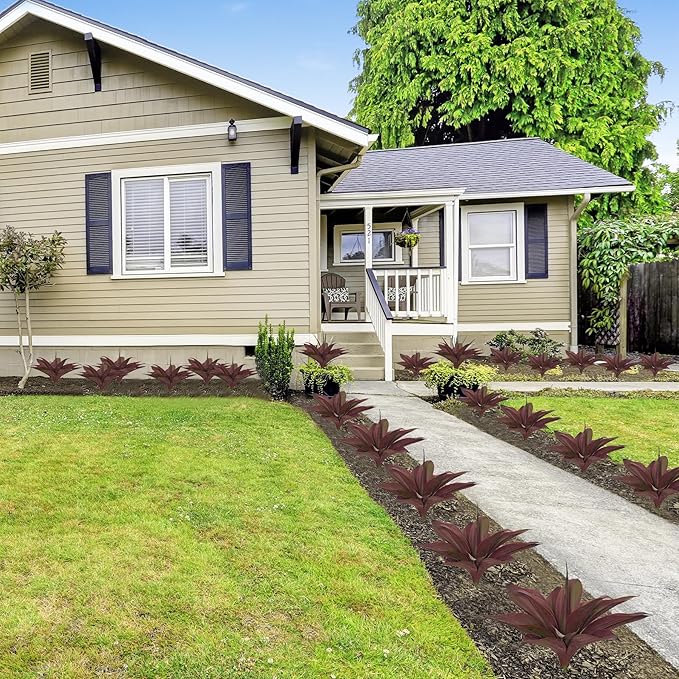 Fake Plants Artificial Agave Plants 13.8" Large UV Resistant Fake Agave Planters for Indoor and Outdoor Decorating Tropical Plant Succulents Greenery Indoor Decor(2Pack, Purple-VerdiqueGarden