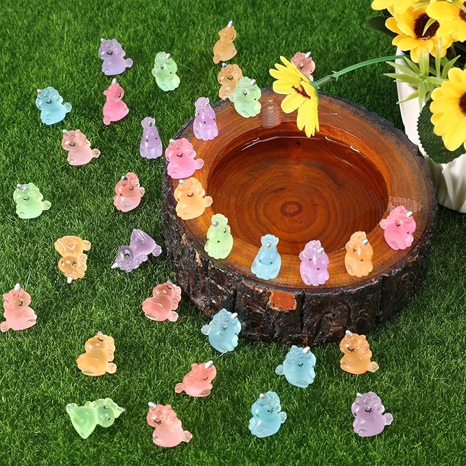 100 PCS Mini Resin Unicorn Luminous Tiny Unicorn Miniature Figurines Glow in The Dark Mini Resin Animals Suitable for DIY Cake Ornaments Crafts Moss Landscape Decoration-VerdiqueGarden