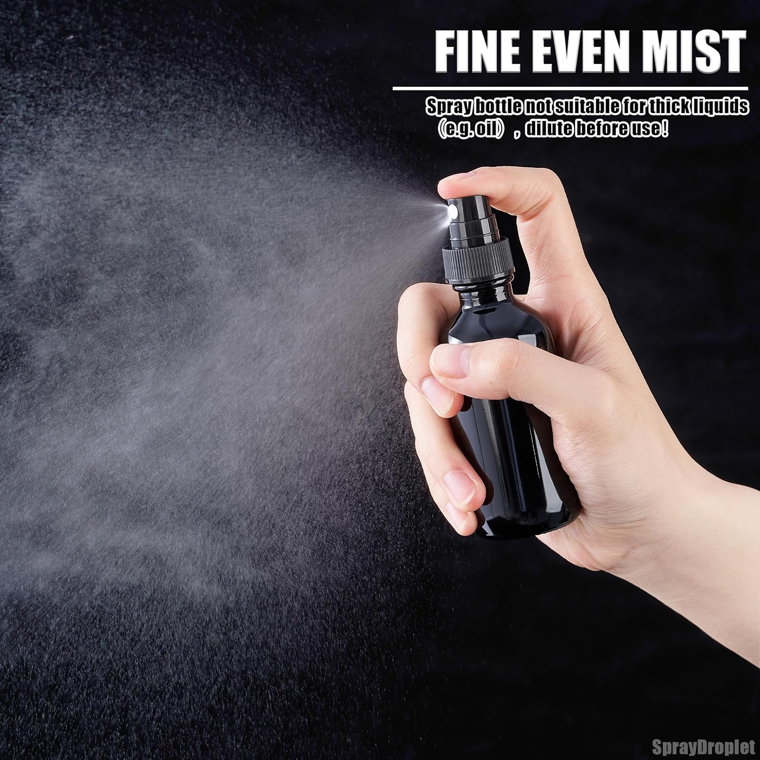 2 oz Glass Spray Bottles, Reusable Fine Mist Sprayer Small Spray Bottle, Leak-Proof Design, Perfect for Travel, Skin Care, Perfumes, Botanical, Cleansing (Black, 2oz-12pcs)-VerdiqueGarden