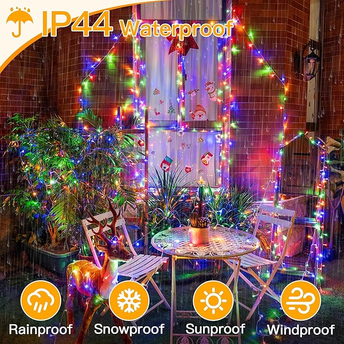Ollny Christmas Lights Outdoor Waterproof, 1000LED 328FT Super Long String Lights with Remote 3 Timer, Plug in 8 Modes Fairy Light for Outside House Bedroom Xmas Decorations, Multicolor-VerdiqueGarden