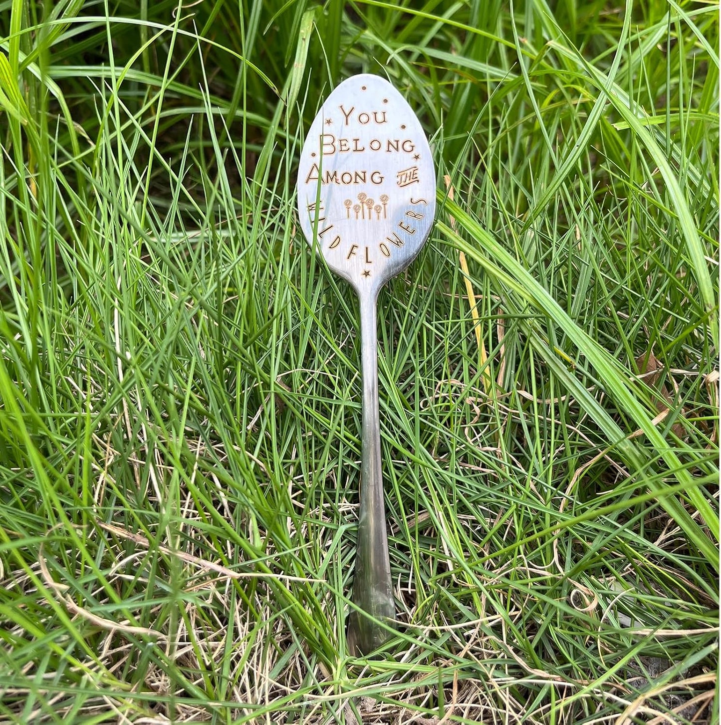 Garden Plant Marker Friendship Gift for Women Gardeners, Plant Stake Label Sign Tag Gardening Gifts for Woman Plant Lovers, Metal Garden Decoration (Among Flowers)-VerdiqueGarden