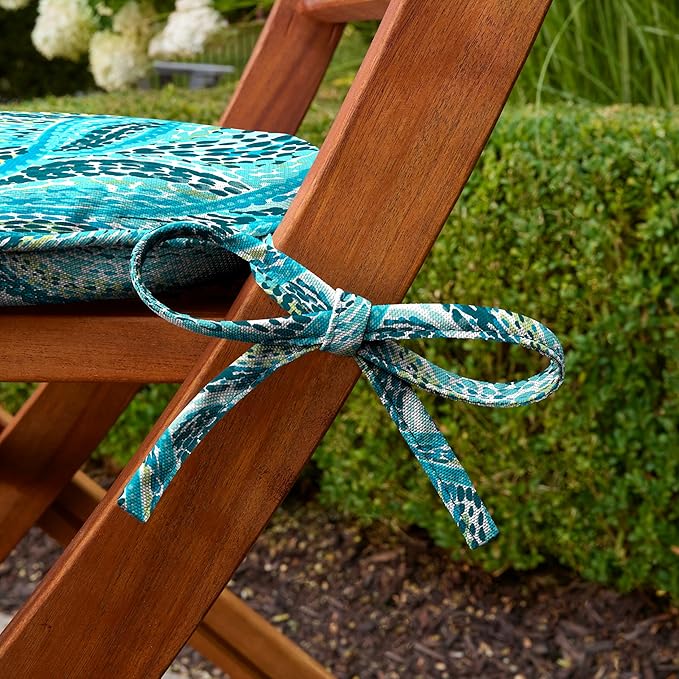 Arden Indoor/Outdoor Foam Seat Pad, 2 Pack, 17 x 16, Patio Cushion, Water Repellent, Fade Resistant, Foam Cushion Teal Ariel-VerdiqueGarden