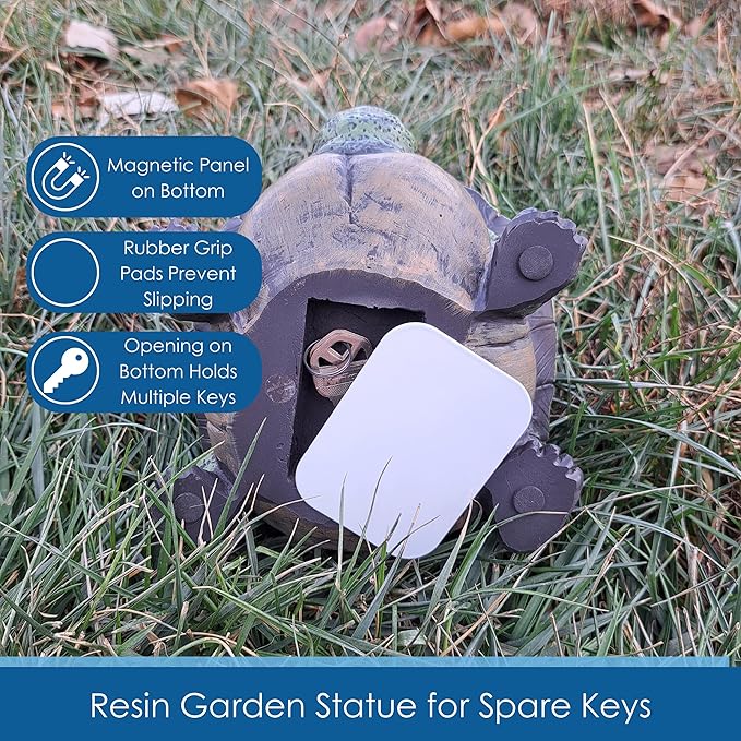 Stocky Turtle Garden and Patio Decor and Key Hider - Holds 2 Hidden Keys Outside, Secret Hidden Door Underneath-VerdiqueGarden