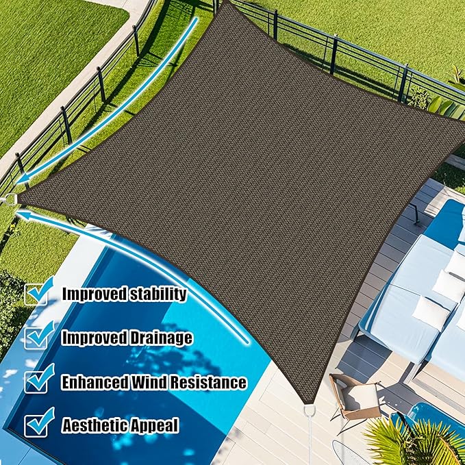 Amagenix Sun Shade Sail 15'X24' Curved Edge Outdoor Shade Canopy Mocha Breathable 95% UV Block Shade Cloth for Patio Garden Backyard (We Make Custom Size)-VerdiqueGarden