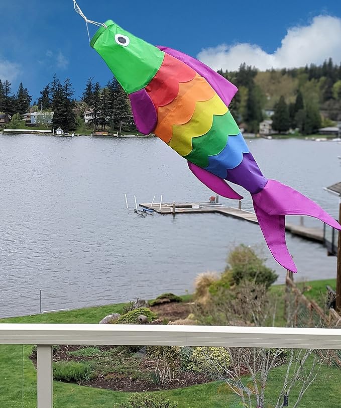 Madrona Brands Rainbow Fish Windsock | Durable Outdoor Hanging Decoration | Yard, Garden, Boat, Home and More | 40-Inch-VerdiqueGarden