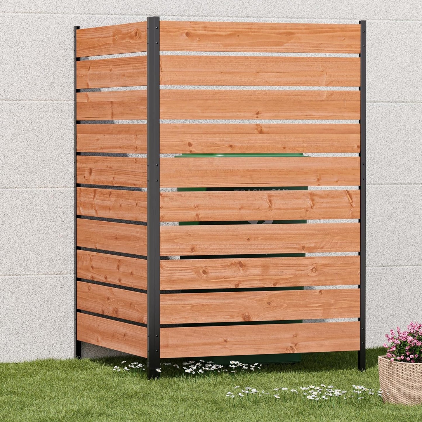 Modern Shade 5' x 3' Wood Privacy Fence Screen (2 Panel) Natural Cedar Wood, Outdoor Privacy Fence Panel for Deck Balcony, Conceals Trash Cans Air Conditioner, Ultimate Fence Privacy Screen-VerdiqueGarden