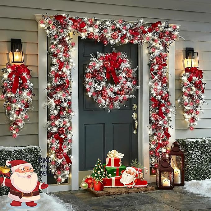 YEGUO Solar Fairy Lights Outdoor Waterproof, 4 Pack Each 33ft 100 LED String Lights, 8 Modes Silver Wire Solar Outdoor Lights (Red and White)-VerdiqueGarden