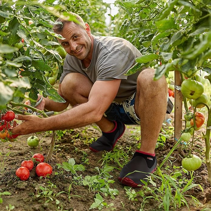 HISEA Unisex Waterproof Garden Shoes, Men's Rubber Rain Boots Women's Ankle Rain Shoes Neoprene Camp Booties Outdoor Slip-On Footwear for Gardening, Farming, Camping, Car Wash, Lawn Care and Yard Work-VerdiqueGarden